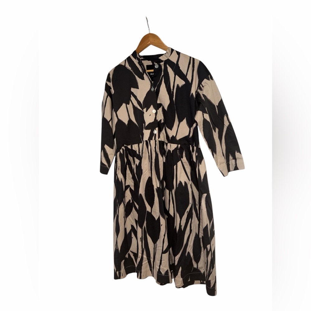 $389 BITTE KAI RAND Scandinavian Cotton Flounce Midi Shirt Dress, Size MEDIUM